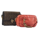 CELINE Chloe C Saluki Shoulder Bag Leather Canvas 2 Set Orange Auth bs37817-1