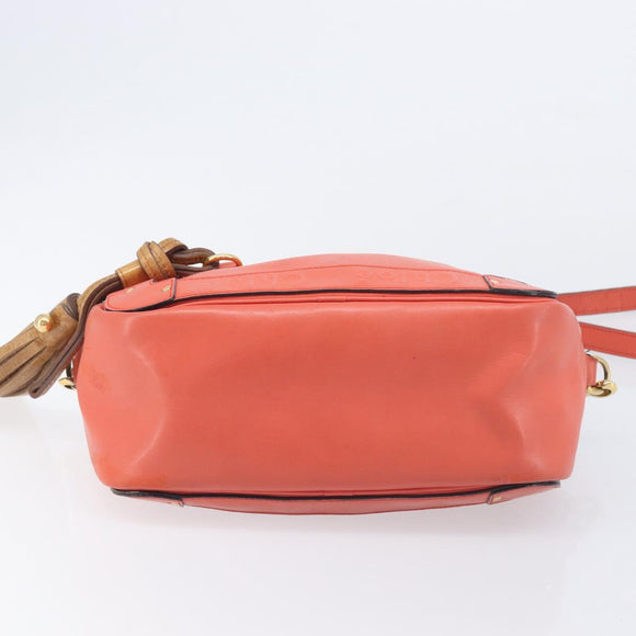 CELINE Chloe C Saluki Shoulder Bag Leather Canvas 2 Set Orange Auth bs37817