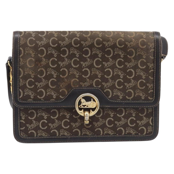 CELINE Chloe C Saluki Shoulder Bag Leather Canvas 2 Set Orange Auth bs37817