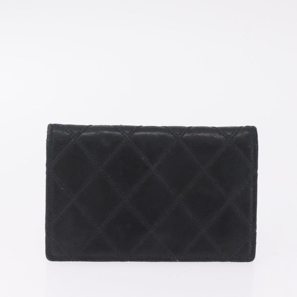 CHANEL Key Case Matelasse Card Case Leather 3 Set Black Gold CC Auth bs37818