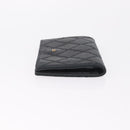 CHANEL Key Case Matelasse Card Case Leather 3 Set Black Gold CC Auth bs37818-13
