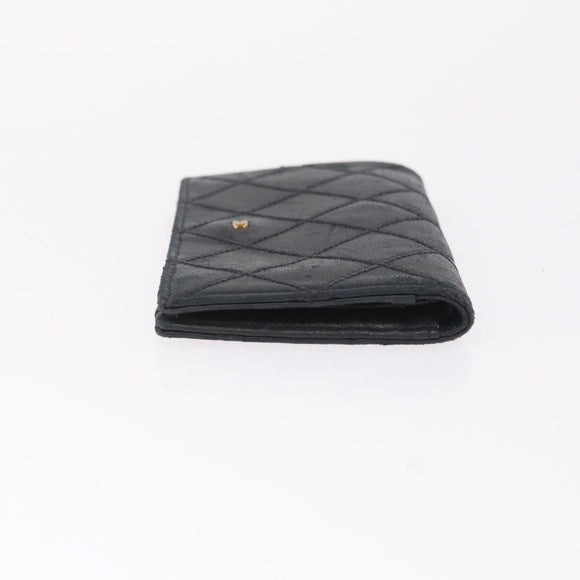 CHANEL Key Case Matelasse Card Case Leather 3 Set Black Gold CC Auth bs37818