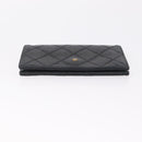 CHANEL Key Case Matelasse Card Case Leather 3 Set Black Gold CC Auth bs37818-15