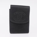 CHANEL Key Case Matelasse Card Case Leather 3 Set Black Gold CC Auth bs37818-2