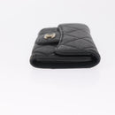 CHANEL Key Case Matelasse Card Case Leather 3 Set Black Gold CC Auth bs37818-22