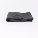 CHANEL Key Case Matelasse Card Case Leather 3 Set Black Gold CC Auth bs37818-5