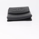 CHANEL Key Case Matelasse Card Case Leather 3 Set Black Gold CC Auth bs37818-7