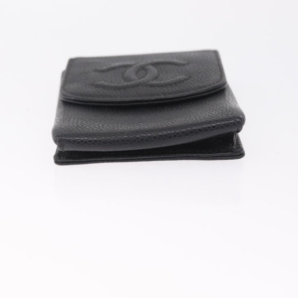 CHANEL Key Case Matelasse Card Case Leather 3 Set Black Gold CC Auth bs37818