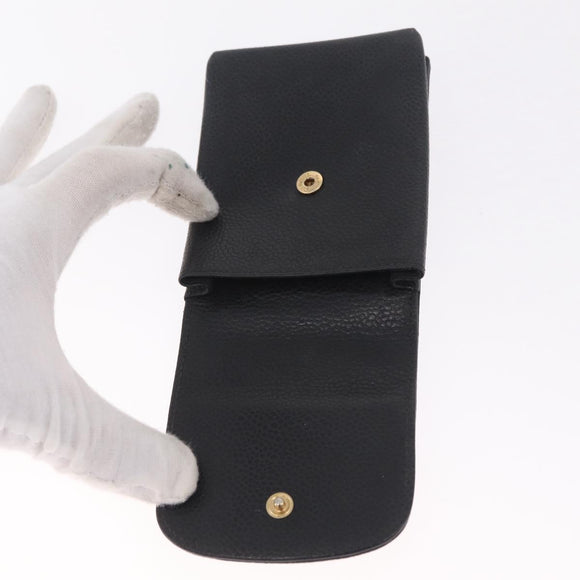 CHANEL Key Case Matelasse Card Case Leather 3 Set Black Gold CC Auth bs37818