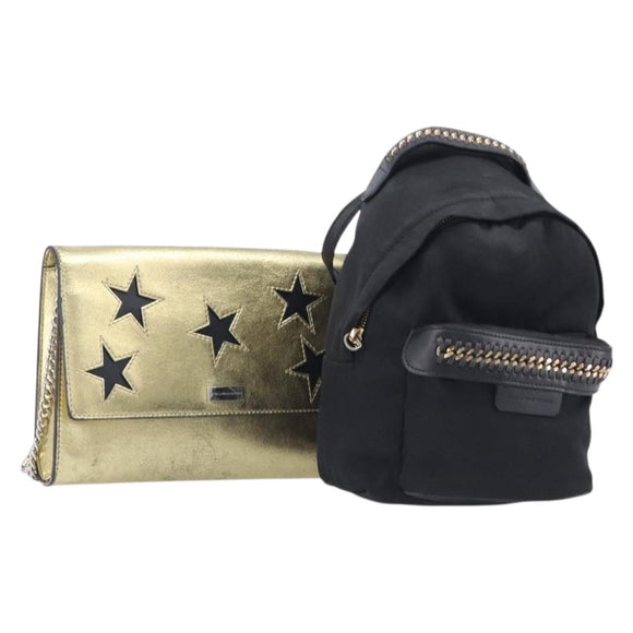 Stella McCartney Backpack Shoulder Bag Nylon Leather 2 Set Black Auth bs37819
