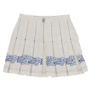 CHANEL Camelia Skirt Nylon White Blue CC Auth bs37820V-1