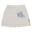 CHANEL Camelia Skirt Nylon White Blue CC Auth bs37820V-2