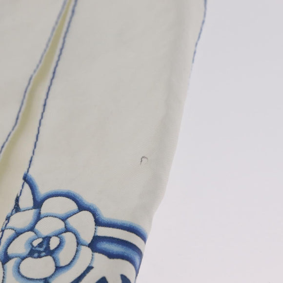 CHANEL Camelia Skirt Nylon White Blue CC Auth bs37820V
