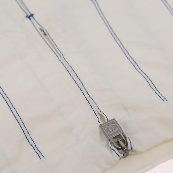 CHANEL Camelia Skirt Nylon White Blue CC Auth bs37820V