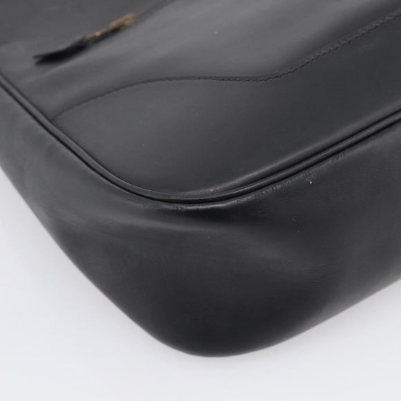 HERMES Trim Shoulder Bag Leather Black Gold Tone Auth bs37822