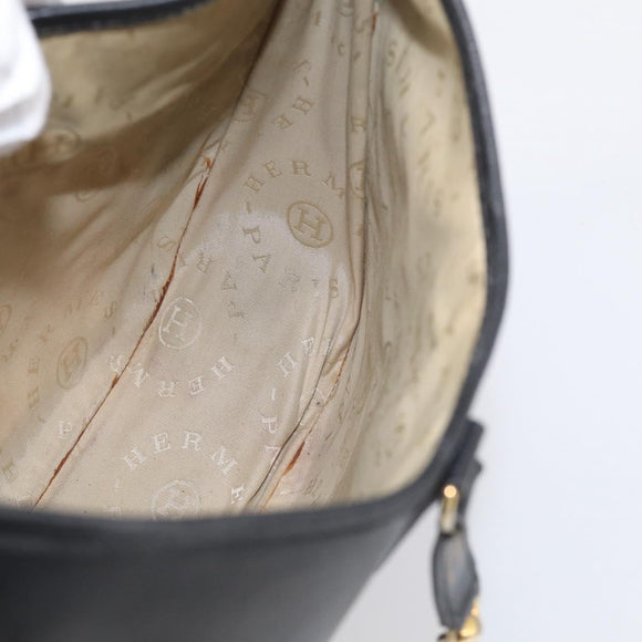 HERMES Trim Shoulder Bag Leather Black Gold Tone Auth bs37822