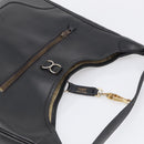 HERMES Trim Shoulder Bag Leather Black Gold Tone Auth bs37822-6