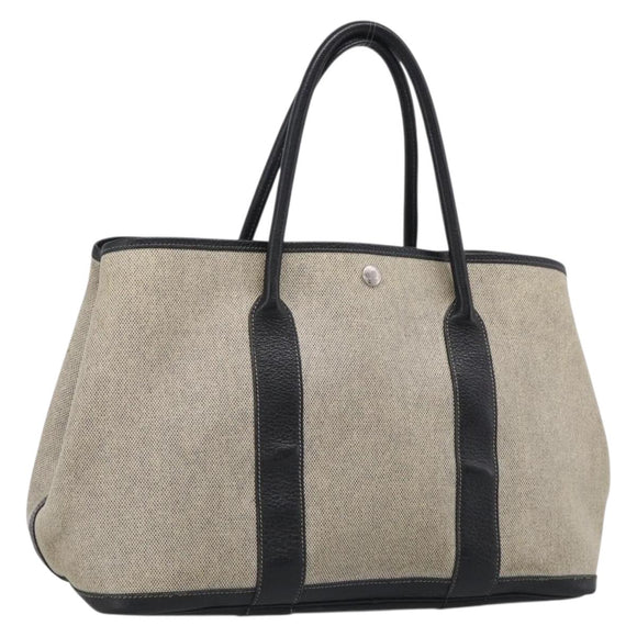 HERMES Garden Party PM Tote Bag Tower Ash Beige Silver Auth bs37823