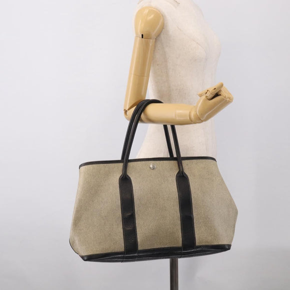 HERMES Garden Party PM Tote Bag Tower Ash Beige Silver Auth bs37823