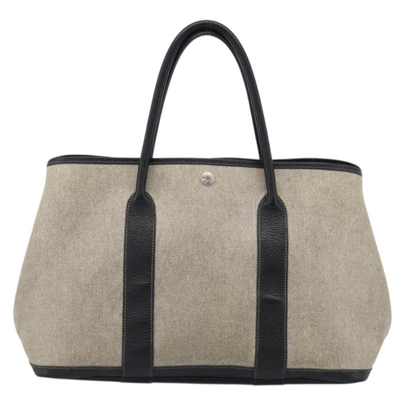 HERMES Garden Party PM Tote Bag Tower Ash Beige Silver Auth bs37823