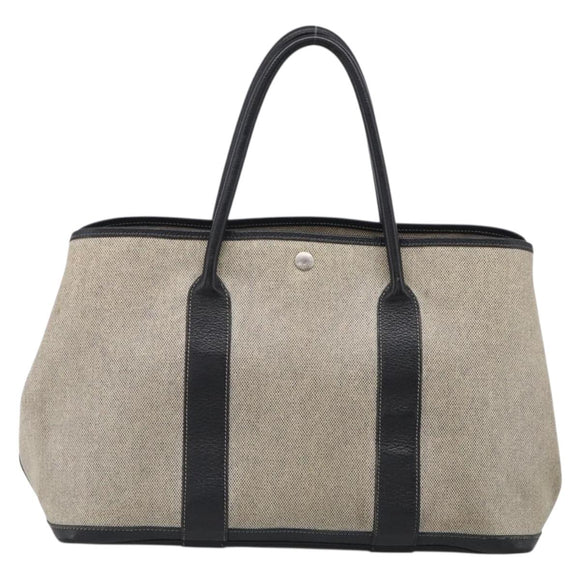 HERMES Garden Party PM Tote Bag Tower Ash Beige Silver Auth bs37823