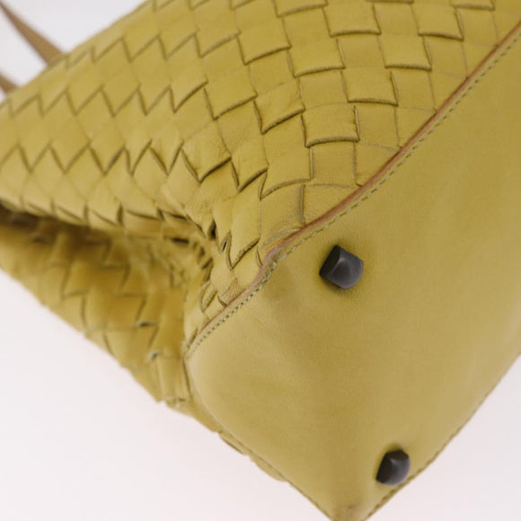 Bottega Veneta INTRECCIATO Hand Bag Leather Yellow Auth bs37824