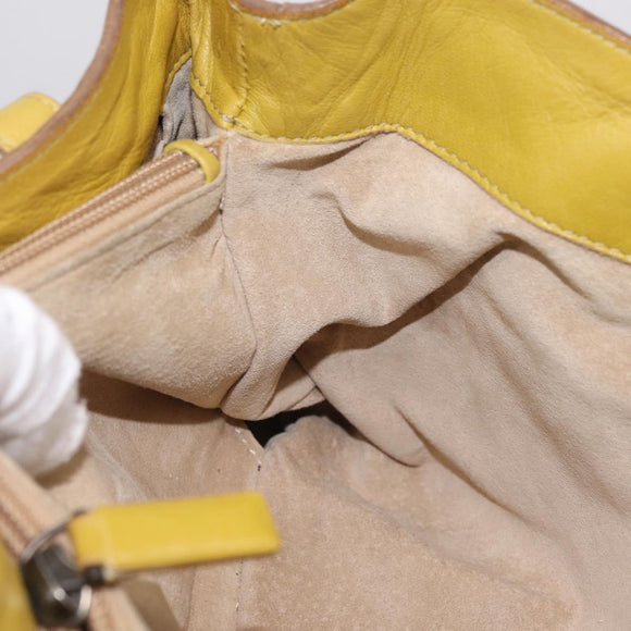 Bottega Veneta INTRECCIATO Hand Bag Leather Yellow Auth bs37824