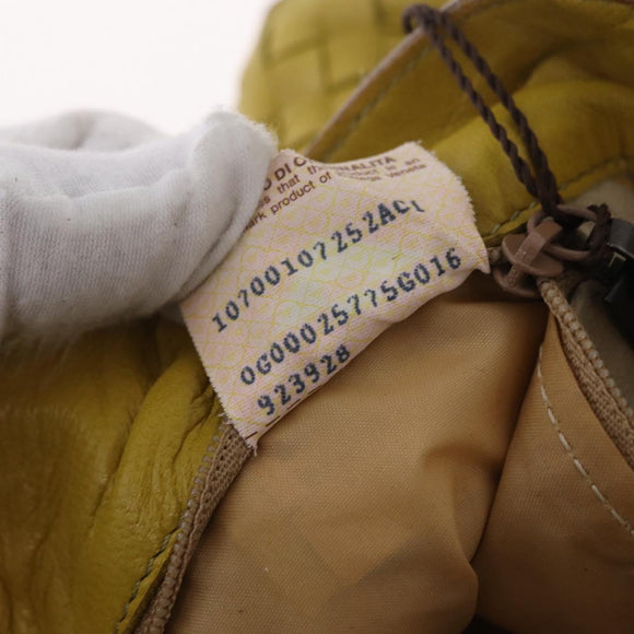 Bottega Veneta INTRECCIATO Hand Bag Leather Yellow Auth bs37824