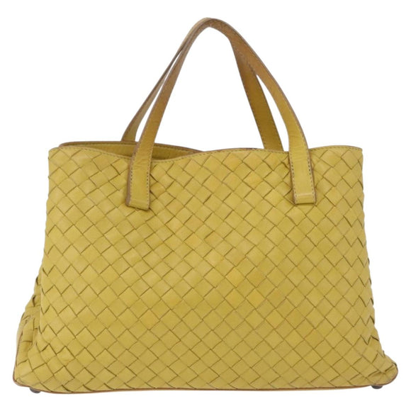 Bottega Veneta INTRECCIATO Hand Bag Leather Yellow Auth bs37824