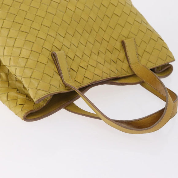 Bottega Veneta INTRECCIATO Hand Bag Leather Yellow Auth bs37824