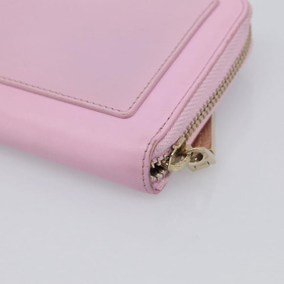 VERSACE Medusa Long Wallet Leather Pink Gold Tone Auth bs37826