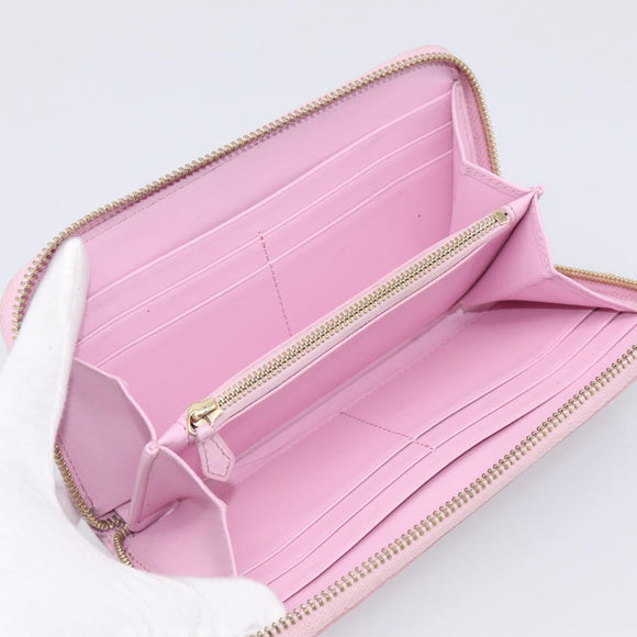 VERSACE Medusa Long Wallet Leather Pink Gold Tone Auth bs37826