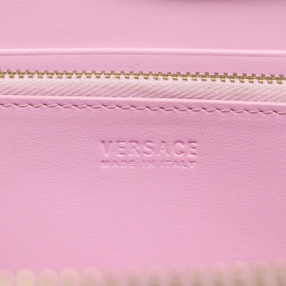 VERSACE Medusa Long Wallet Leather Pink Gold Tone Auth bs37826
