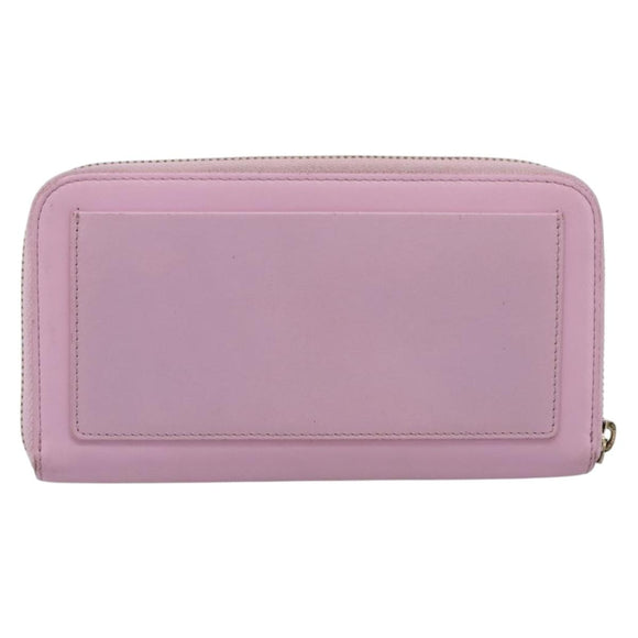 VERSACE Medusa Long Wallet Leather Pink Gold Tone Auth bs37826