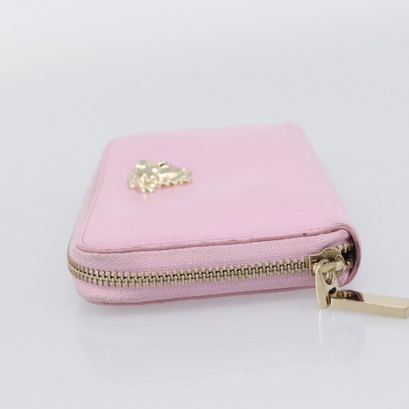 VERSACE Medusa Long Wallet Leather Pink Gold Tone Auth bs37826
