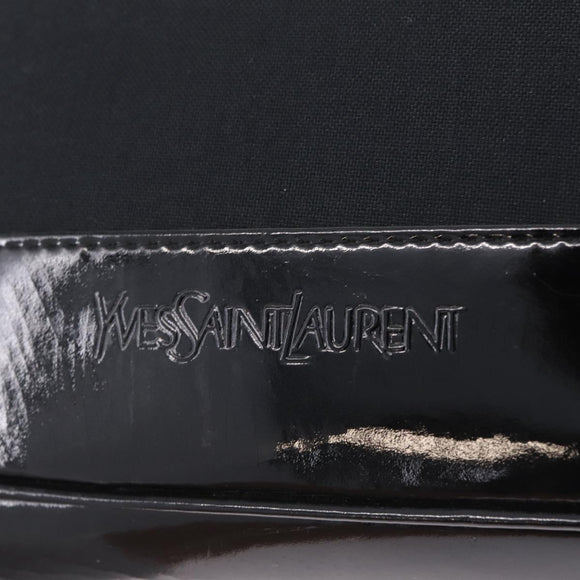 Saint Laurent Tote Bag Canvas Black Gold Tone Auth bs37831