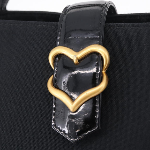 Saint Laurent Tote Bag Canvas Black Gold Tone Auth bs37831
