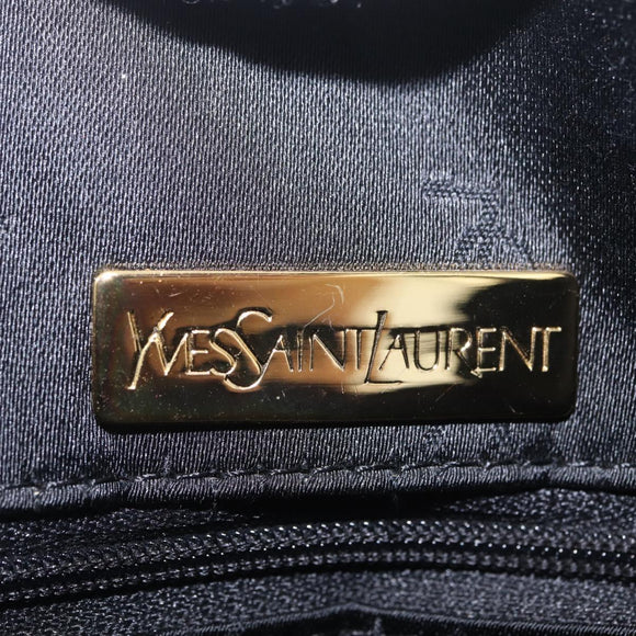 Saint Laurent Tote Bag Canvas Black Gold Tone Auth bs37831