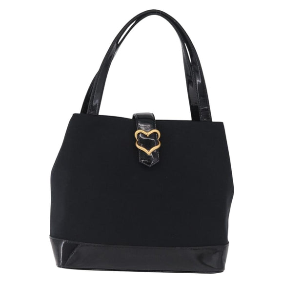 Saint Laurent Tote Bag Canvas Black Gold Tone Auth bs37831