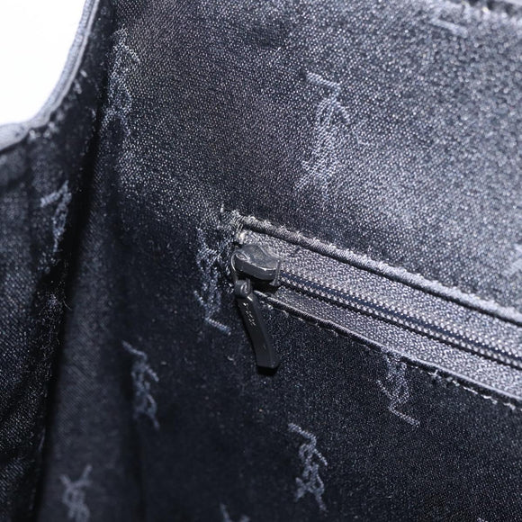 Saint Laurent Tote Bag Canvas Black Gold Tone Auth bs37831