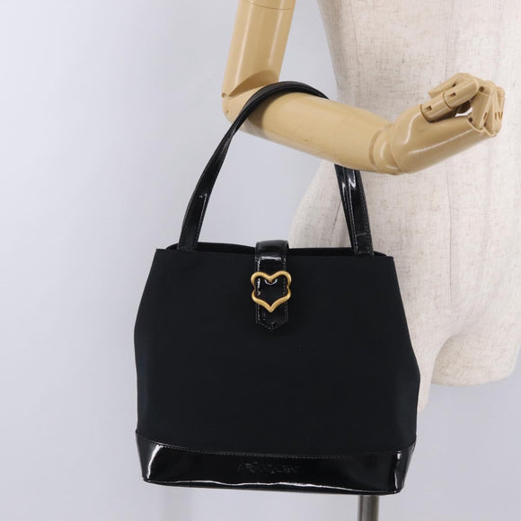 Saint Laurent Tote Bag Canvas Black Gold Tone Auth bs37831