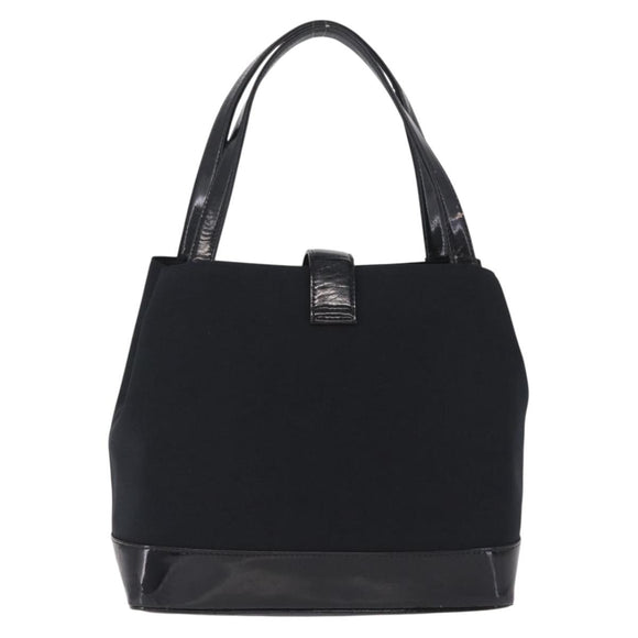 Saint Laurent Tote Bag Canvas Black Gold Tone Auth bs37831