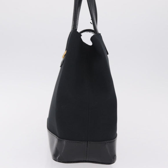 Saint Laurent Tote Bag Canvas Black Gold Tone Auth bs37831