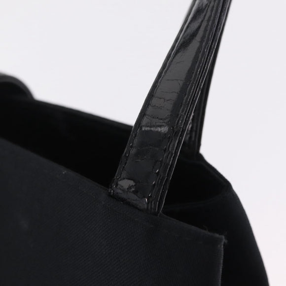 Saint Laurent Tote Bag Canvas Black Gold Tone Auth bs37831