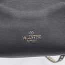 Valentino Rock Studs Shoulder Bag Leather Black Gold Tone Auth bs37832-14