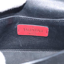 Valentino Rock Studs Shoulder Bag Leather Black Gold Tone Auth bs37832-17