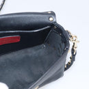 Valentino Rock Studs Shoulder Bag Leather Black Gold Tone Auth bs37832-19