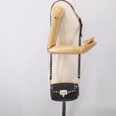 Valentino Rock Studs Shoulder Bag Leather Black Gold Tone Auth bs37832-22