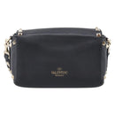 Valentino Rock Studs Shoulder Bag Leather Black Gold Tone Auth bs37832-3