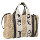 Chloe Woody Hand Bag Raffia 2way Beige Gold Tone Auth bs37833A-1